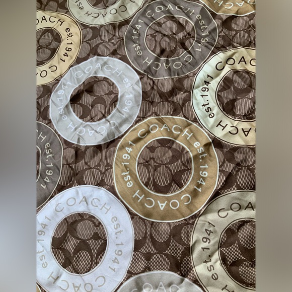 Y2K Vintage Early 2000’S COACH Silk Monogram Brown Scarf Bandeau Handkerchief - Picture 3 of 15